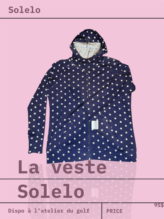 Veste à capuche bleu marine étoiles blanche